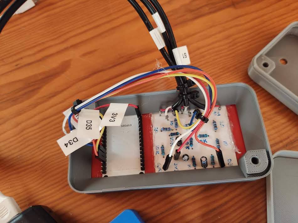 Finished energy monitor with 3D printed case: Back View