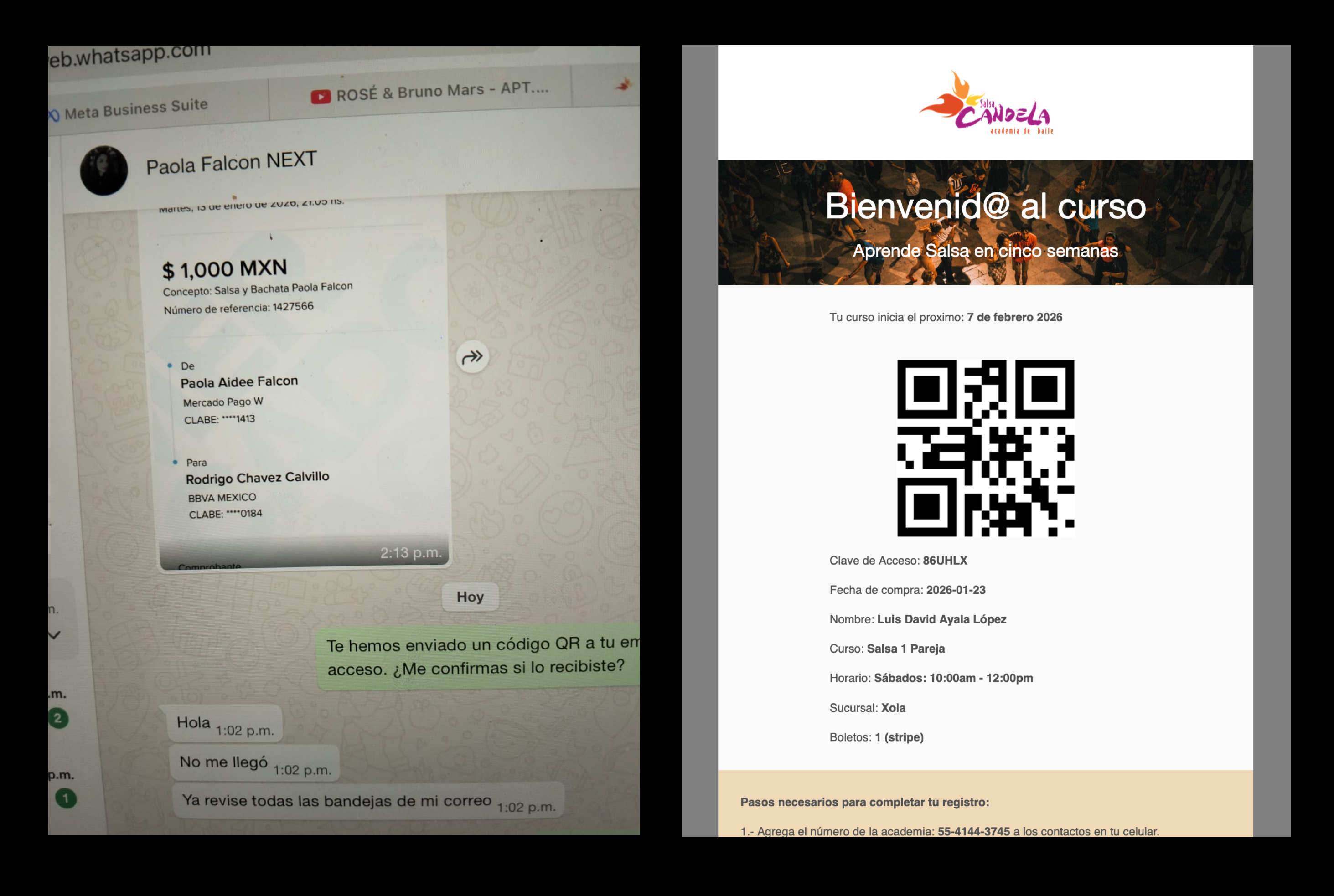 Comparison showing manual phone-based registration process versus automated online system