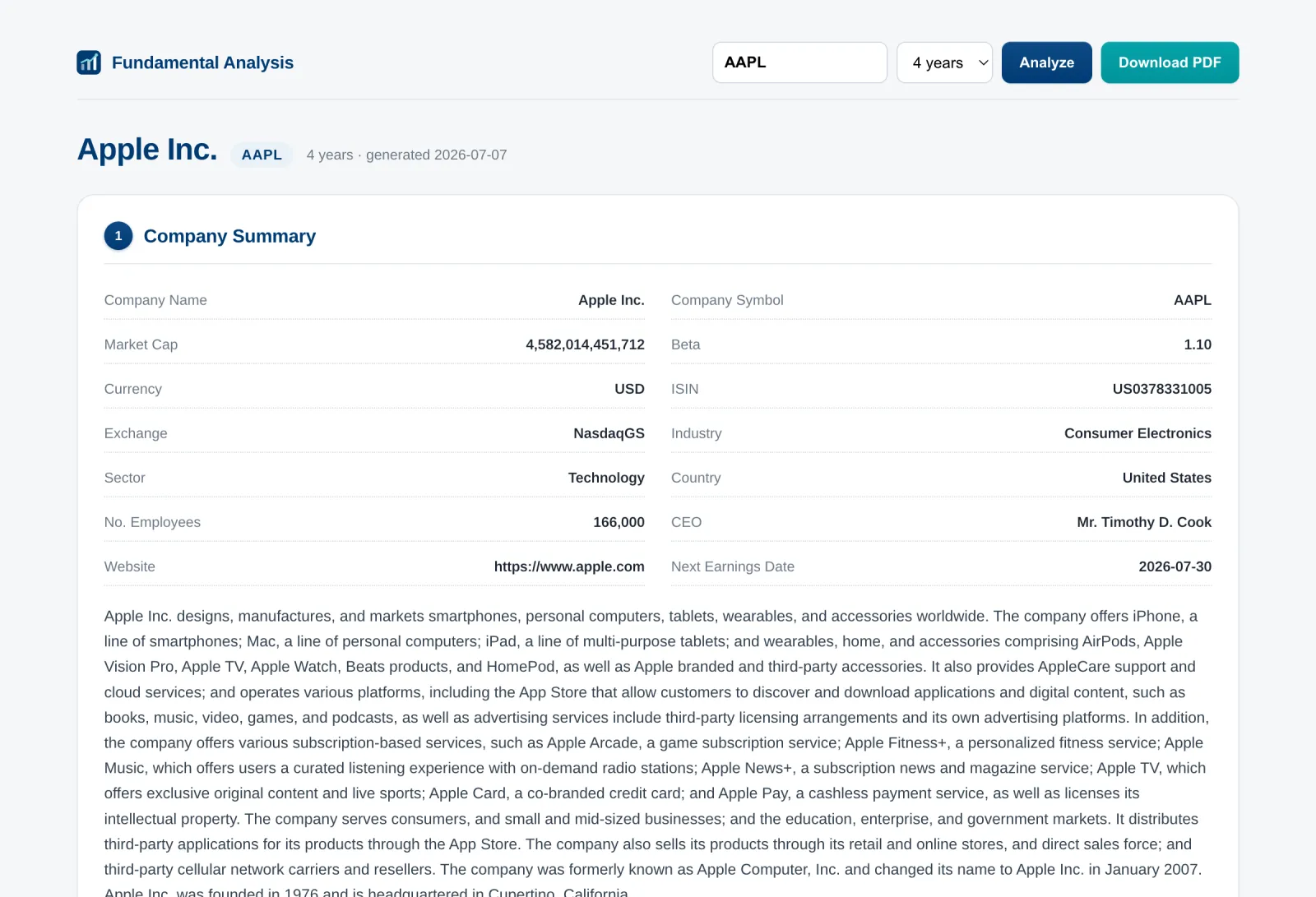 Stock Fundamentals Web App